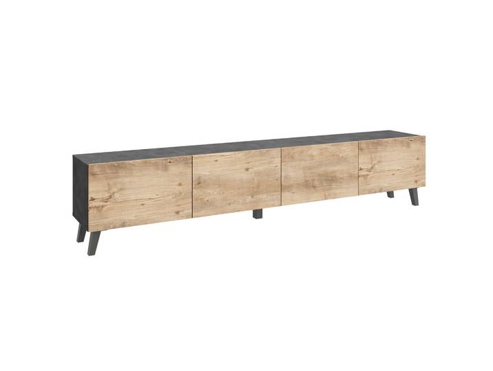 P & B Lowboard, Anthrazit, Kastanieneiche, Kunststoff, 190x40x32 cm, Fsc, stehend, Wohnzimmer, Wohnwände, Lowboards, Lowboards stehend