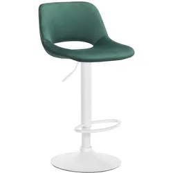 CLP Barhocker Camden Samt weiß   Farbe: grün, Material Gestell: Metall matt weiss