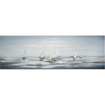 Holzbild GILDE "Bild rechteckig Silver Regatta", grau (farbe bild(er): blau), B:150cm H:50cm T:2,6cm, Poly-Leinwand, Bilder, Holzbild