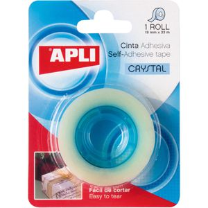 APLI Klebeband 11167, Crystal, 19mm x 33m, kristallklar, Kern-Ø 26mm