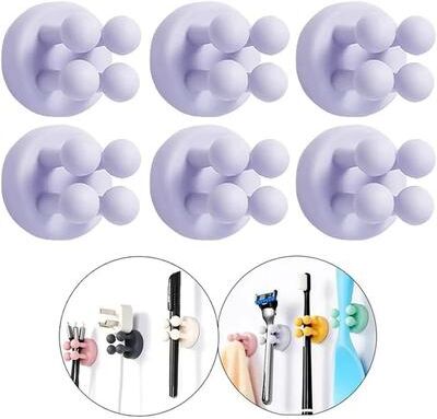 Inspired Finds Self Adhesive Toothbrush Holder purple 6pcs