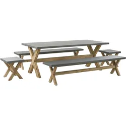 GARTENMÖBEL SET 8-Sitzer Faserzement grau 5-teilig Olbia
