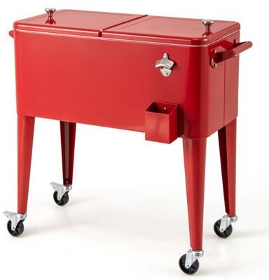 Costway Red Portable Outdoor Patio Cooler Cart