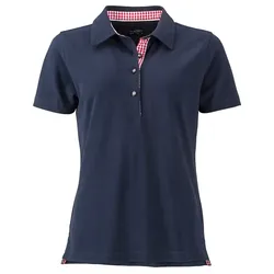 Damen Polo-Shirt Trachtenlook "JN715" - L - navy/red-white