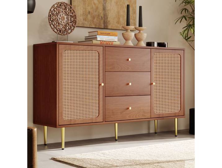 Commode 2 portes avec 3 tiroirs étagère réglable FloraGrace