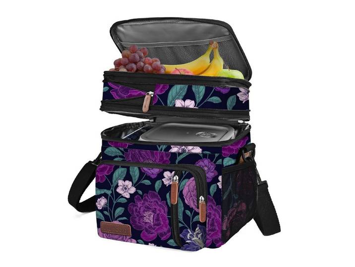LuxusKollektion Kühltasche Kühltasche Lunchtasche Doppeldecker Picknicktasche Büro Lila Blume 15L