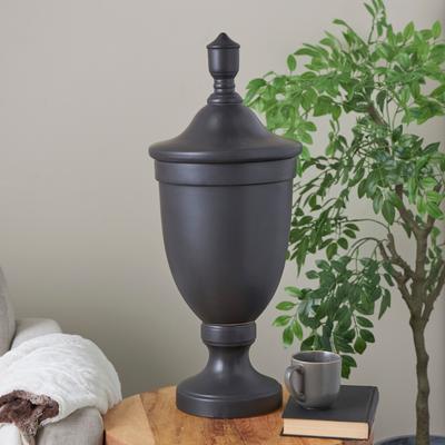 ARCILLA ELEMENTAL Black or White Ceramic Fluted Urn Shaped Decorative Jars with Lid
