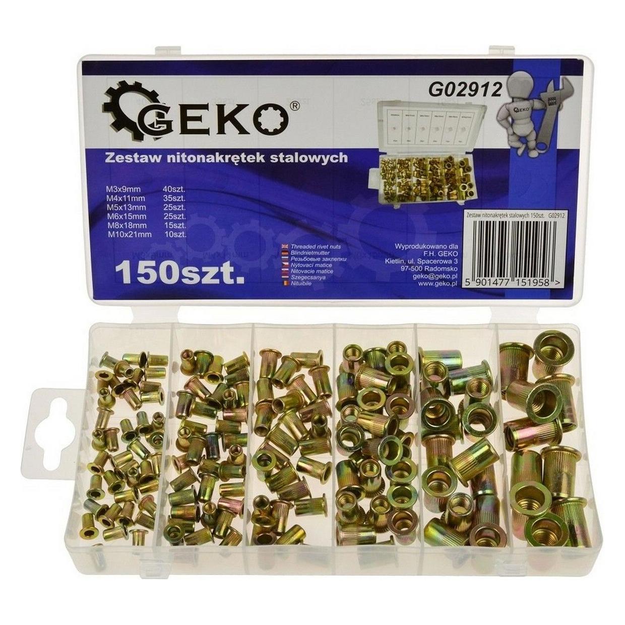 GEKO Set mit 150 Stahl-Einnietmuttern (G02912)