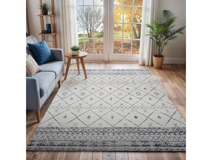 Tapis berbère ethnique blanc/gris 120x170