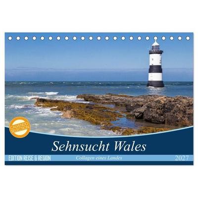 Sehnsucht Wales - Collagen eines Landes (Tischkalender 2027 DIN A5 quer), CALVENDO Monatskalender