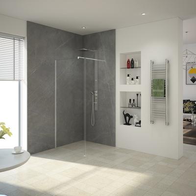 Walk-in-Dusche MARWELL "YORK II", transparent, B:80cm H:190cm T:80cm, Duschwände, seitenverkehr aufbaubar, justierbares Wandprofil