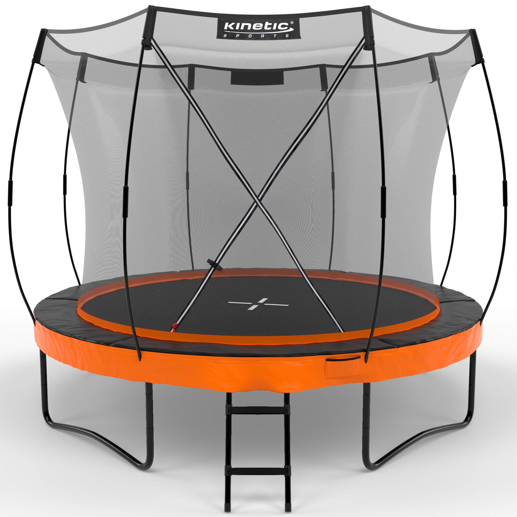 KINETIC SPORTS Trampolin Outdoor 305 cm 'Ultimate Pro' - Designed in Germany, Fiberglas Netzstangen, AirMAXX Technologie, Sunset Orange
