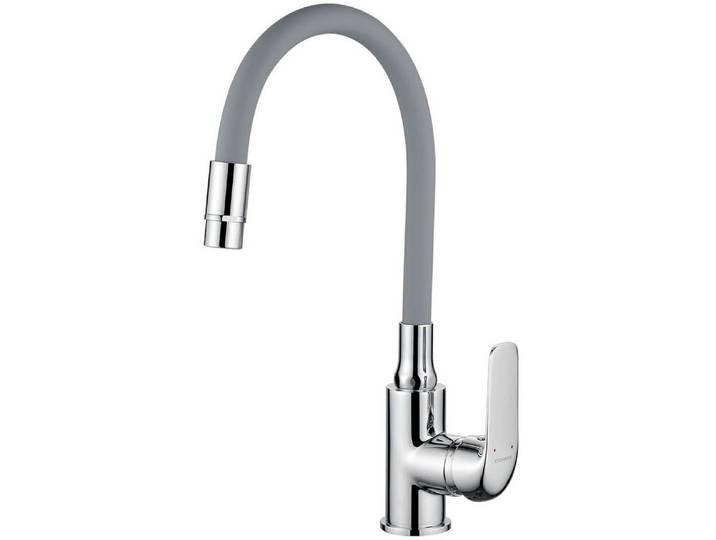 KOLMAN Küchenarmatur Wasserhahn ELZA Küchenmischer mit flexiblen 2-Funktionen Auslauf in Chrom-Grau
