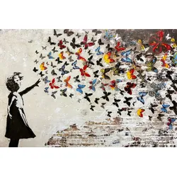 Keilrahmenbild BUTTERFLY GIRL (BHT 90x60x3 cm) - BHT 90x60x3 cm