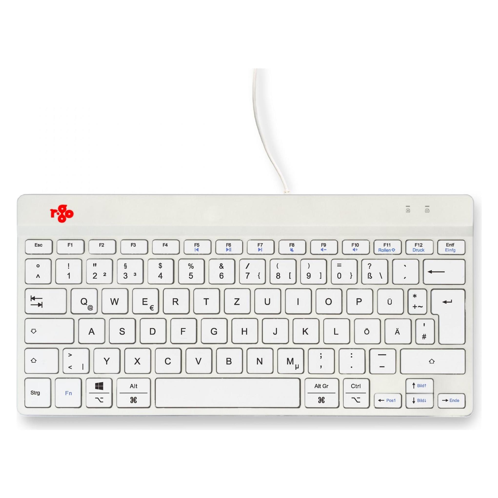 R-Go Tools R-Go Compact Break ergonomische Tastatur QWERTZ (DE), verkabelt, weiss (DE, Kabelgebunden) (RGOCODEWDWH)