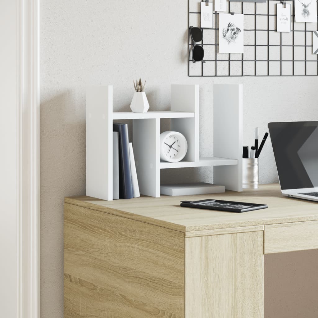 vidaXL Organisateur de bureau blanc 34,5x15,5x35,5cm bois d'ingénierie