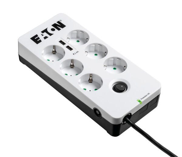 Eaton Steckdosenleiste 6-fach mit USB-Anschlüsse und Schalter 1.5m weiß PB6UD