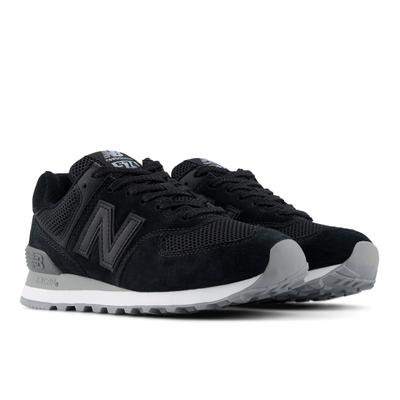 Sneaker NEW BALANCE "574", Damen, Gr. 37,5, schwarz, magnet, Leder, Textil, Schuhe Sneaker