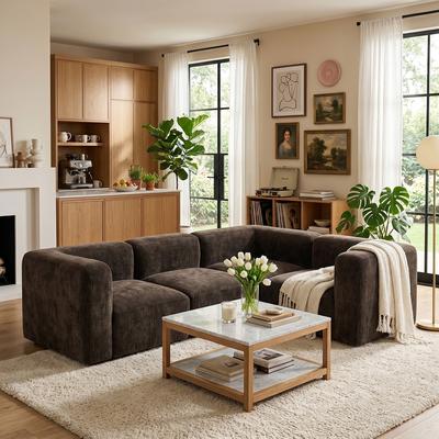 Housely "Modern 101"" Chenille Modular Sectional Sofa Set (4-Piece)"