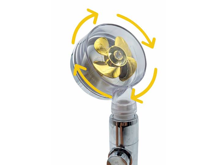 Duschkopf Aquadon EcoTornado mit genialem Turbinen-Effekt, Gold