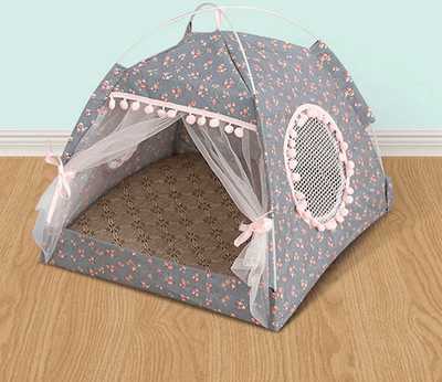Inspire Essentials PurrPal Princess Cat Tent Bed With Mosquito Net 18.90 18.90 19.29 In flower Gray
