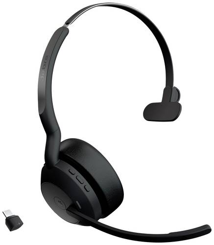 Jabra Evolve2 55 MS On Ear Headset Bluetooth Mono Schwarz Noise Cancelling, Mikrofon-Rauschunterdrückung Headset, Mono Telefon