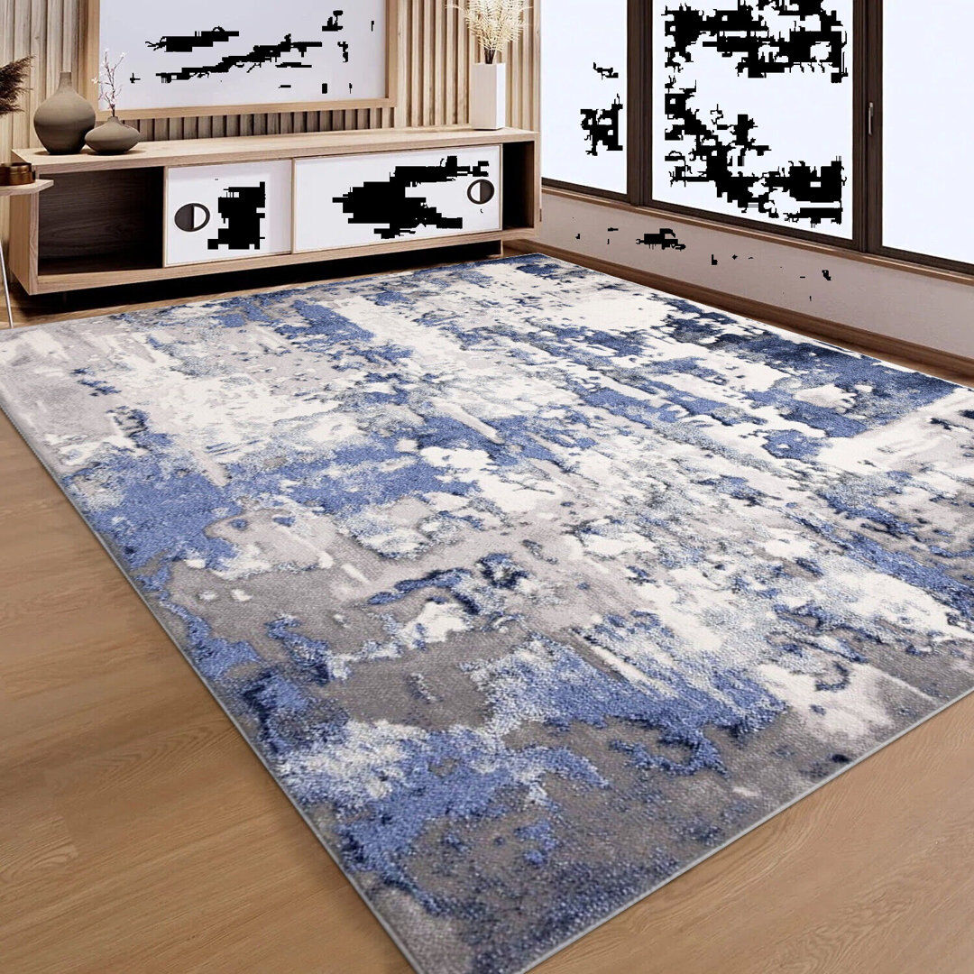 Borough Wharf Martez Abstract Area Rug Navy Rectangle 200 x 290cm