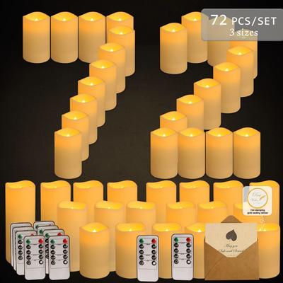 Uplift Treasures Waterproof LED Flameless Candle Light Set For Home Decor 72pcs