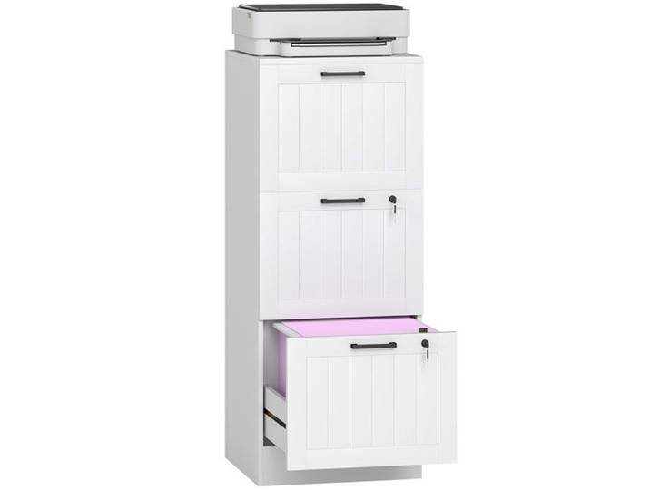 Classeur 3 tiroirs bureau avec rails réglables A4/Lettre blanc