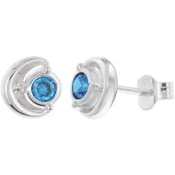 trendor 21422-05 Damen Ohrringe 925 Silber Ohrstecker Zirkonia Saphir-Blau