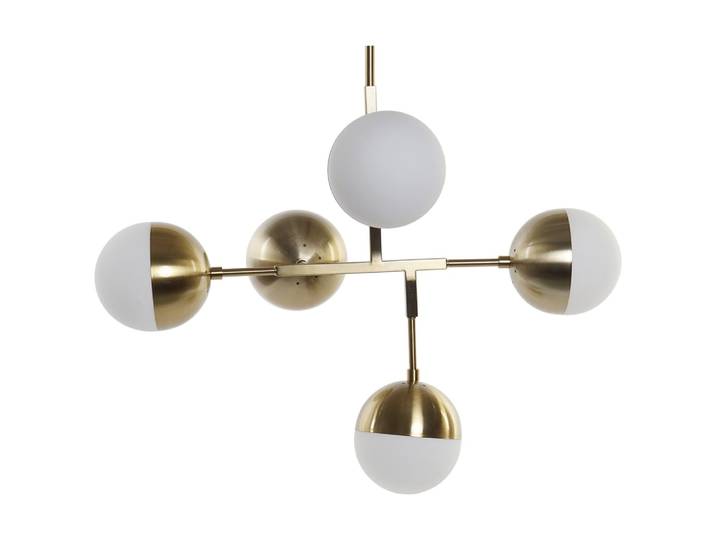 Plafonnier en acier et verre doré 74x52x168 cm