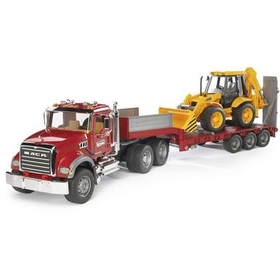 Bruder 02813 MACK Granite LKW , Tieflader und Bagger
