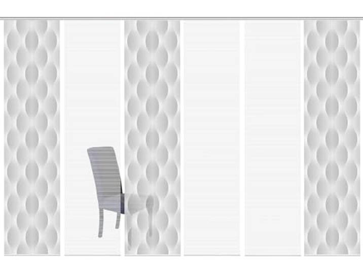 HOME WOHNIDEEN 96437 6er-Set Schiebegardine 'VOLARE', Digitaldruck auf Bambus-Optik, mit abstraktem Motiv, 260x60cm, Farbe: Grau