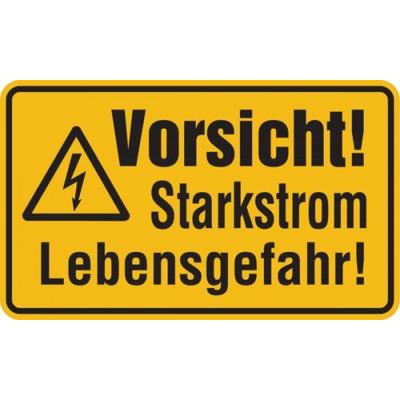 Warnschild, Vorsicht! Starkstrom Lebensgefahr!, 120 x 200 mm - 200x120 mm Folie selbstklebend