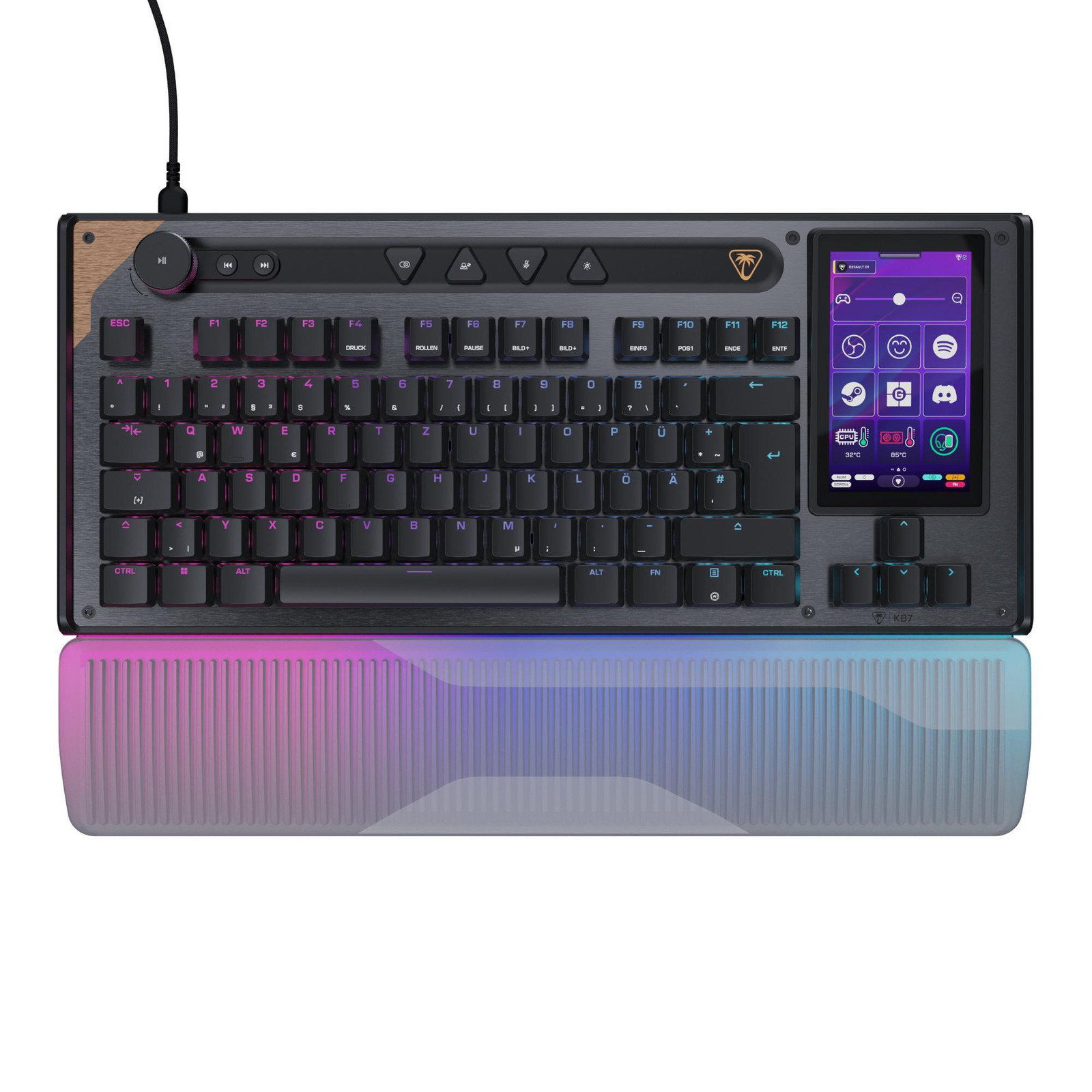 Turtle Beach Command Series KB7 Gaming Toetsenbord, USB, RGB LED-verlichting, QWERTZ-lay-out, Zwart/Grijs