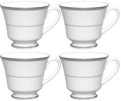 Noritake Regina Platinum Set of 4 Teacups, 8 oz.