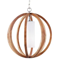 Pendellampe Deckenleuchte Hängelampe Holz Stahl D 52,1 cm Esszimmerlampe