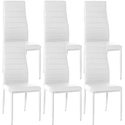 CLP 6er Set Esszimmerstühle Mayfair Kunstleder   Farbe: weiß, Material: Kunstleder