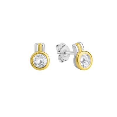 Paar Ohrstecker VIVANCE "925-Sterling Silber vergoldet teil rhodiniert", gold, Ohrringe, Damen, one-size, Silber 925 (Sterlingsilber)