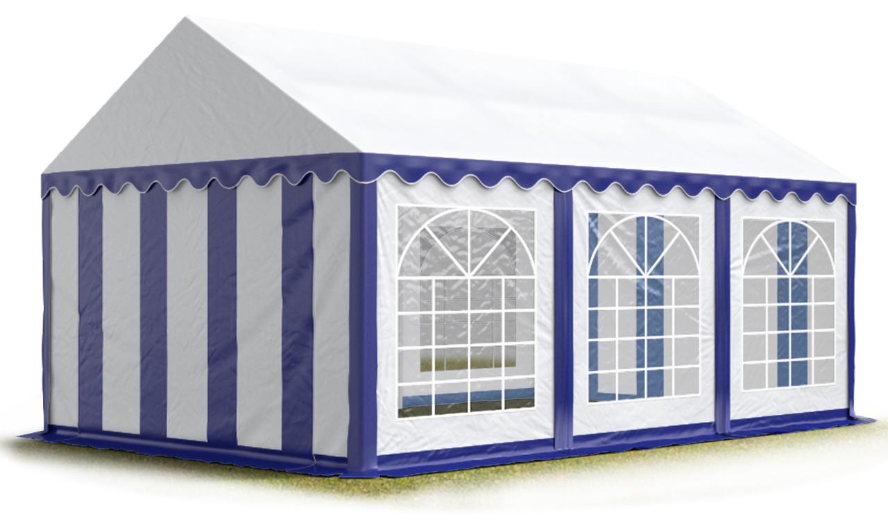 TOOLPORT Partyzelt Festzelt 3x6 m Garten-Pavillon PVC Plane 700 N in blau-weiß Wasserdicht
