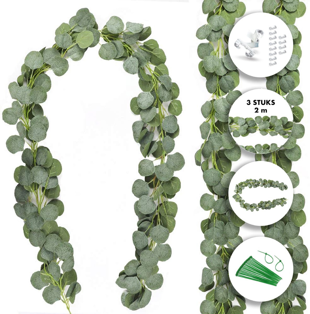 Fissaly Eucalyptus Slinger Versiering Set met 24 Accessoires - Botanische Hangplant Decoratie voor Woonkamer en Feest