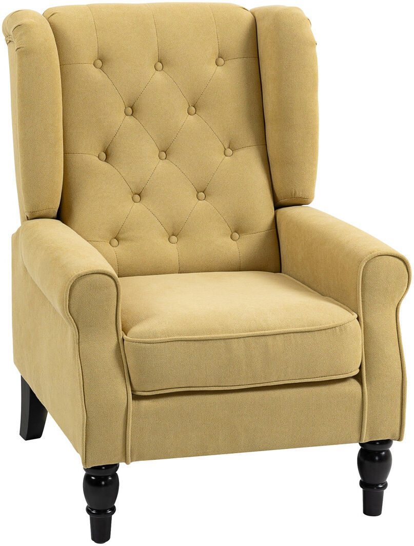 Rosalind Wheeler Crisbel Accent Armchair Home Furniture Retro Tufted Club Wood Fabric Yellow 102cm H X 74cm W X 86cm D