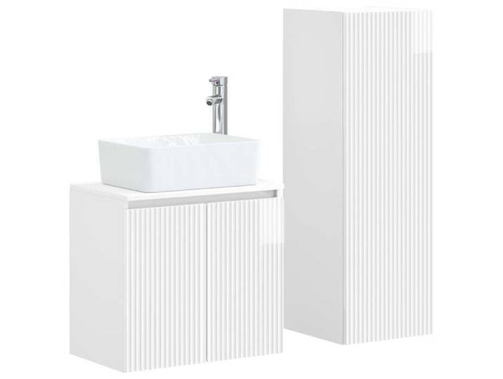NOUVEAU Ensemble de mobilier de salle de bain 2 pc Blanc brillant - VIDAXL - Meuble-lavabo &1_19451