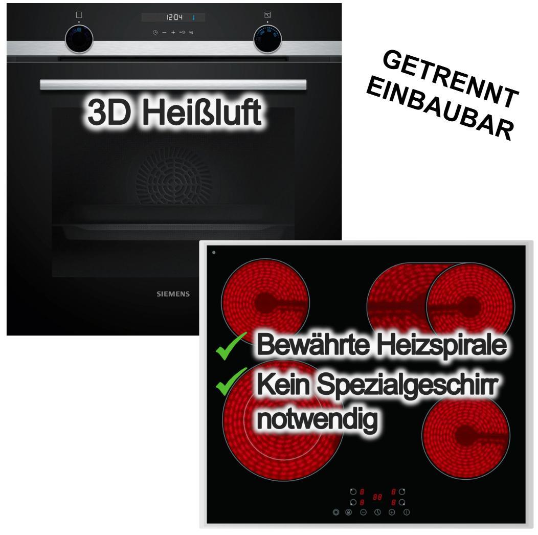 SIEMENS 3DHeißluft Backofen Hydrolyse Schnellaufheizen Pizzastufe+ Elektrokochfeld Zweikreis Bräterzone