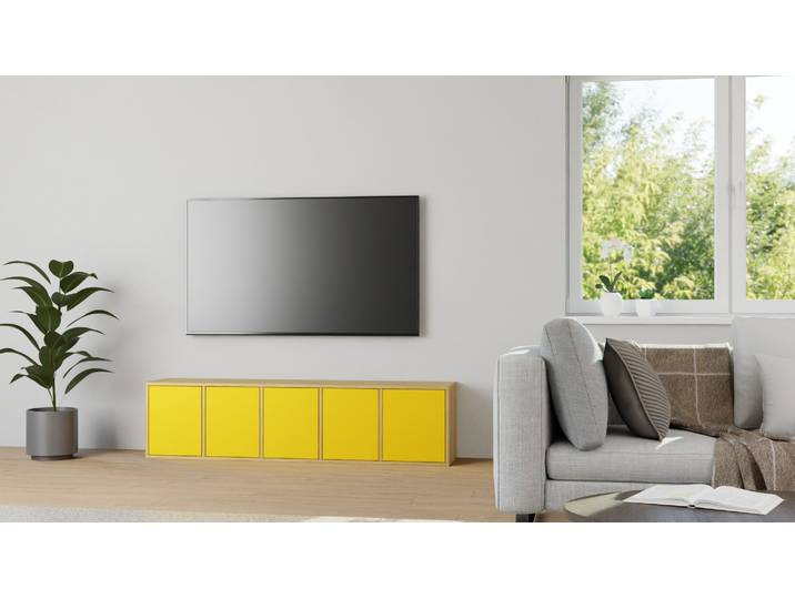 Gelbes Lowboard Eiche