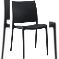 Décoshop26 - Stapelbarer Designerstuhl aus UV-beständigem schwarzem Kunststoff – für Garten Terrasse und Innenbereich 10_0007894