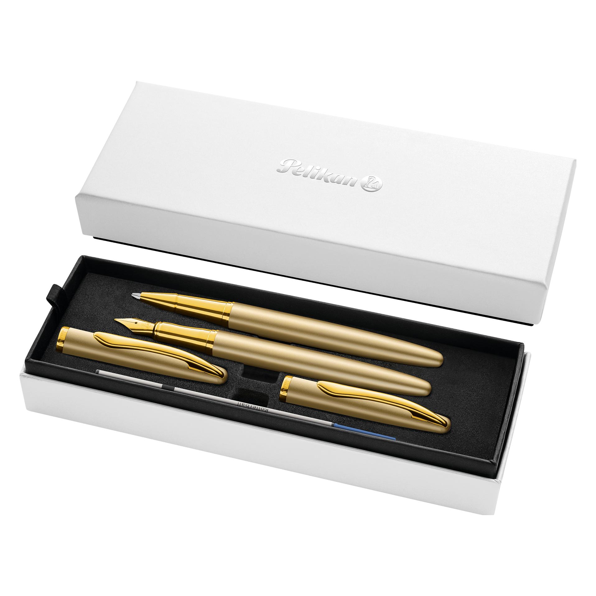 Pelikan Tintenroller Füllhalter & Roller Jazz Noble Elegance im Set, Silber (2x) (826921)