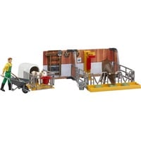 62611 bworld Kuh- und Kälberstall mit Landwirt, Kulisse mehrfarbig