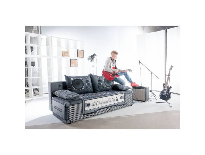 Schlafsofa Gabun Blau/Silber/Blau/Silber Flachgewebe 193 x 88 x 91cm Wellenunterfederung Modern