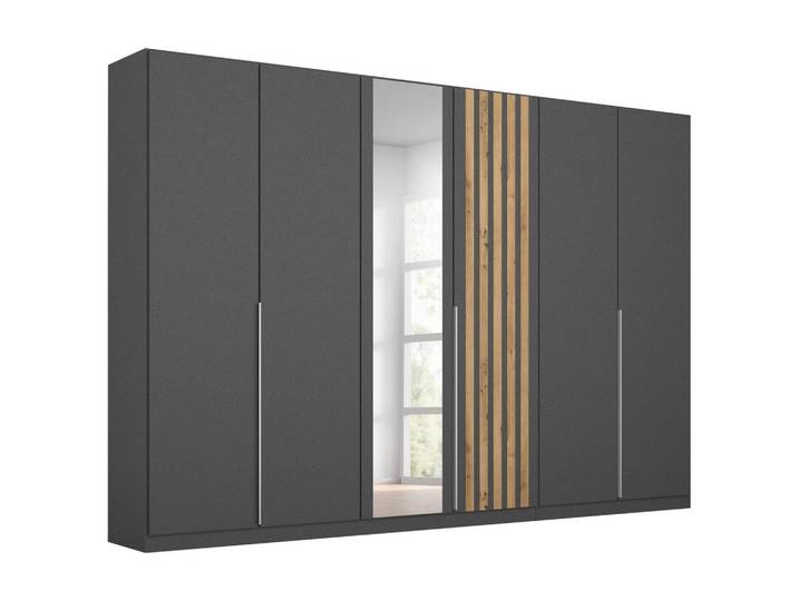 Drehtürenschrank 271 cm Lamella Grau/Eiche Dekor